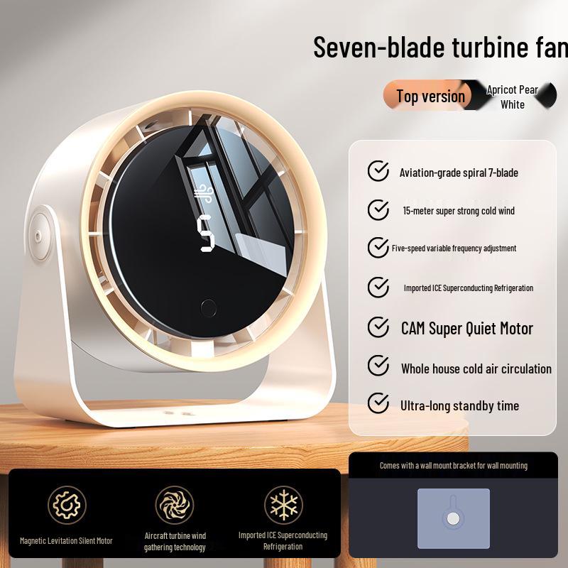 2026 Rechargeable Digital Display Turbine Fan: Wall-Mountable Desktop Fan with Large Airflow