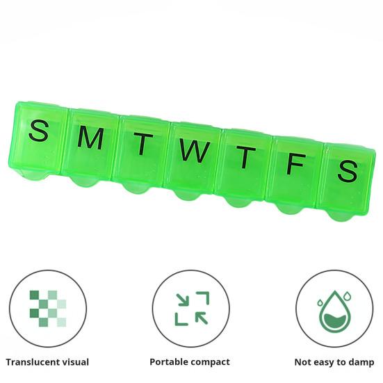 Коробка для таблеток с отделениями, 7 сеток, еженедельная прозрачная крышка, с принтом даты, пыленепроницаемый, влагозащищенный, портативный, для путешествий, на открытом воздухе, органайзер для планшета