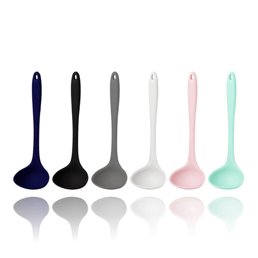 Heat Resistant Curved Handle Non-stick Dinnerware Tableware Soup Ladle Serving Spoon Scoop