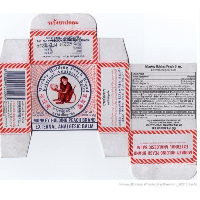 Baume Blanc, Baume du Singe 18g - Douleurs Musculaires et Bien Être - Produit de Thaïlande