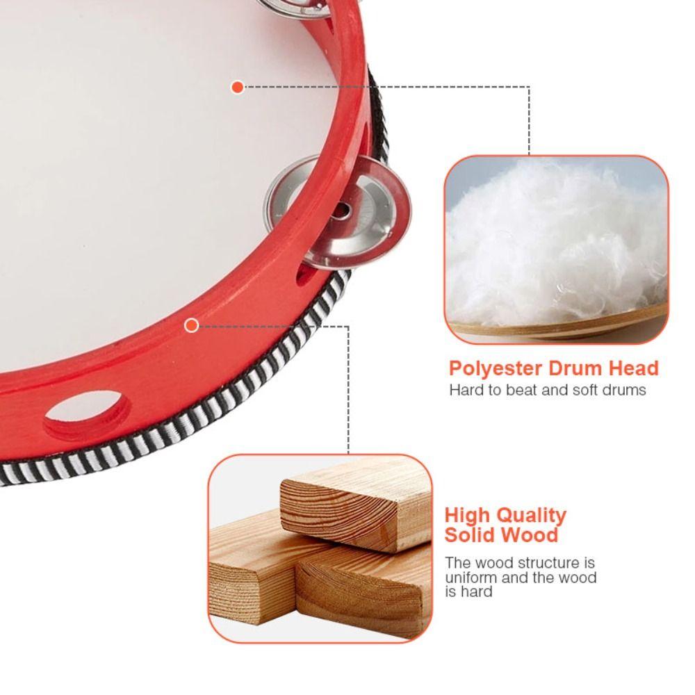 4/6/7/8/9/10in Tambourines Musical Instrument Dancing Toys Percussion Drum  Children Educational