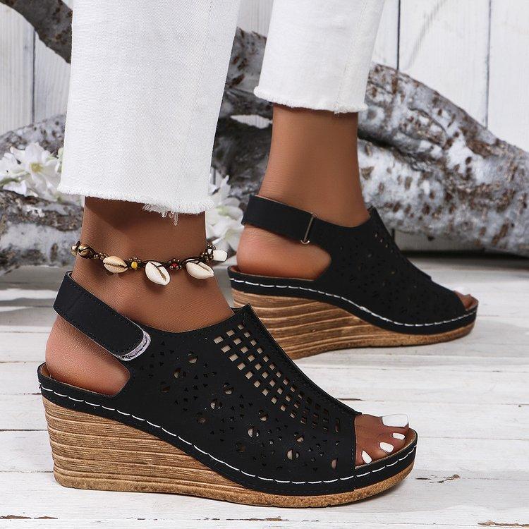 Women Wedges New Summer Luxury Sandals Open Toe Stylish High Heels Shoes for Women Platform Hollow Out Casual Sandals
