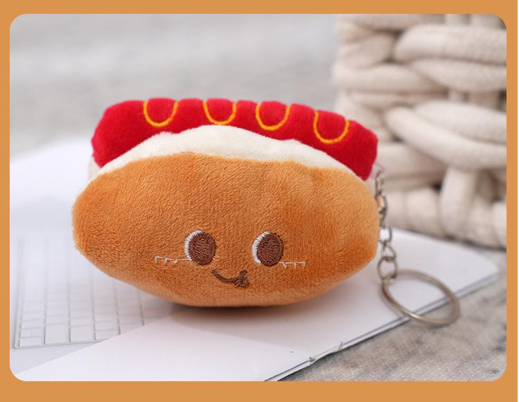 Новый Western Food Keycap Брелок Плюшевый Брелок Гамбургер Хот-дог Куриная ножка Милый Брелок Сумка на плечо Рюкзак Украшения Праздничные подарки