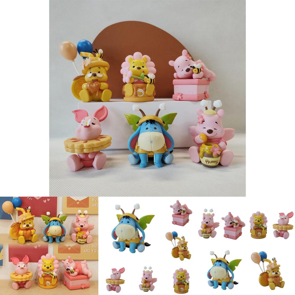 Kid Xmas Gift 6pcs Pooh Bear Winnie Eeyore Piglet Figure Toy Model Cake Topper