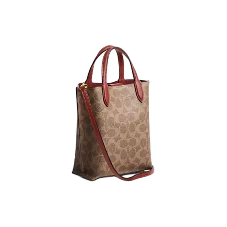 COACH Willow Cow Leather With Coated Canvas Crossbody Handbag Small Women's Brass & Cinnamon & Rusty Red CS238-B4NQ4