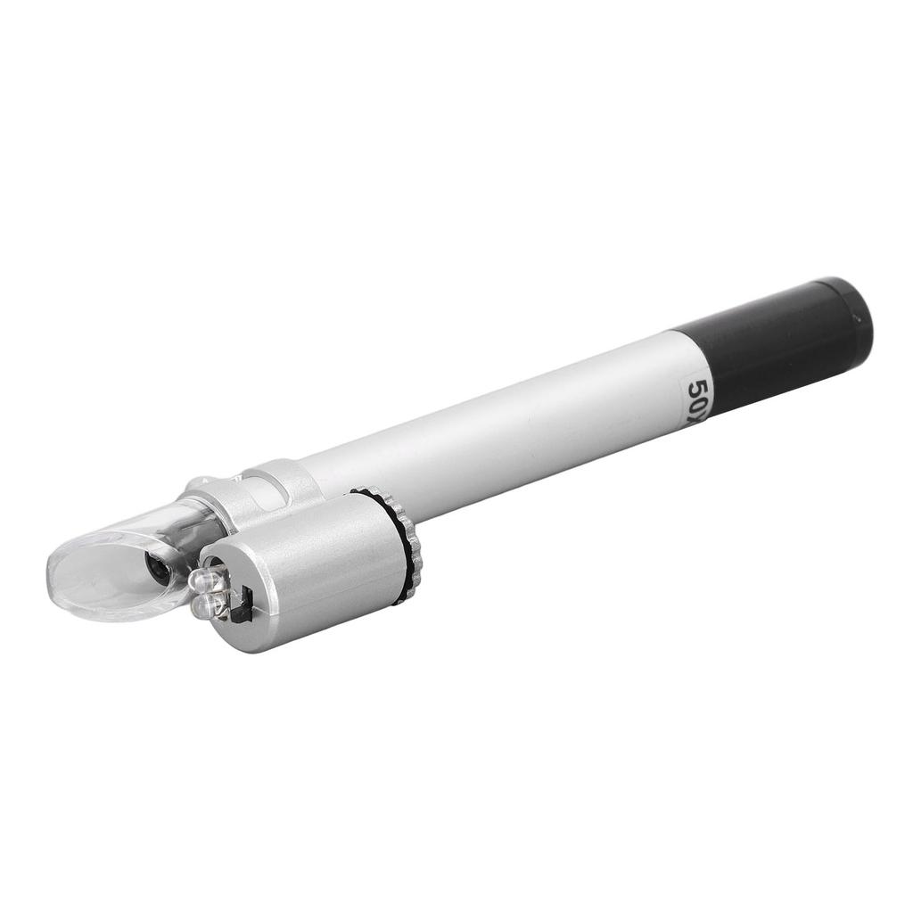 Pen Type Microscope 50X Clear Look Portable Pocket LED Magnifier with Scale for Laboratory Home Jewelry Shop