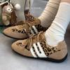 Ретро леопардовый принт немецкие тренировочные туфли женские 2025 новый тренд модные дышащие повседневные легкие и удобные спортивные кеды женская обувь