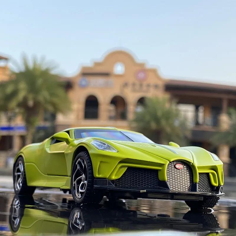 1 32 Voiture Noire Static Diecast Sports Car Sound Light Detailed Rubber Tires Desktop Collectible Kids Birthday Gift