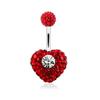 Navel Piercing Jewel Red Crystal Heart Inlaid White Crystal Red Crystal Ball 10mm