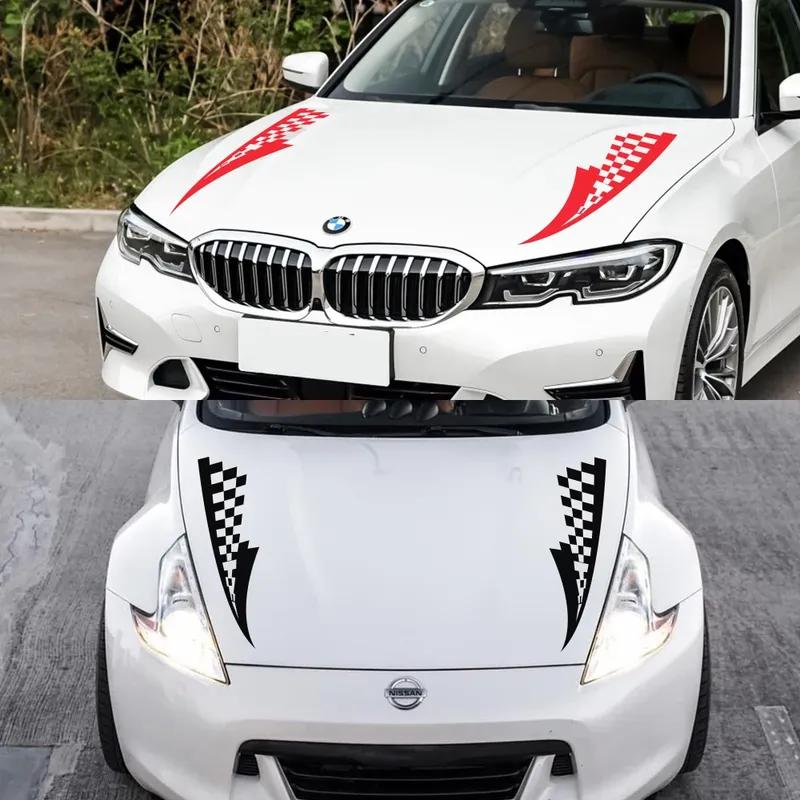 Universal Car Hood Over Stickers Vinyl Film Bonnet Decals Auto Racing Sports Style Fit All Models Automobiles Tuning Accessories