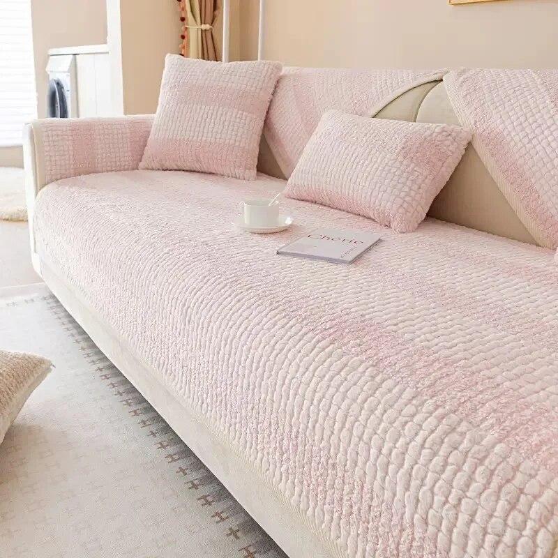 Зимняя утолщенная плюшевая подушка для дивана в виде кролика, современный легкий роскошный чехол для дивана, противоскользящая подушка для дивана