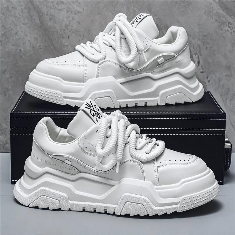 Массивные кроссовки мужские дизайнерские кроссовки модные повседневные из микрофибры кожа дышащие высокие туфли на плоской платформе белые туфли