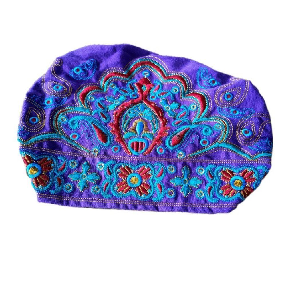 Ethnic Flowers Bandanas Embroidery Beanie Hat Fashion Turban Hats for Women