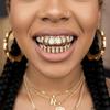Экологичные Медные Полые Зубы Grillz Набор Верхний Нижний Противоскользящие Зубы Украшения Рэпер