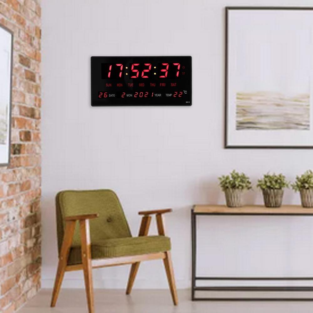 LED Digital Wall Clock Large Screen Digital Calendar Wall Clock  Office Decoration