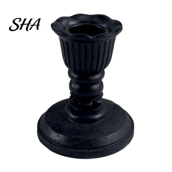 Vintage Relief Texture Candle Holder Taper Holder, Nostalgic Resin Candlestick Decorative French Style Stand for Wedding Party Dinning Table