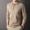 Lapel Men'S Plush Sweater Polo Shirt Skin-Friendly, Long-Sleeved Knitted Sweater T-Shirt Men'S Slim-Fitting Casual Trend