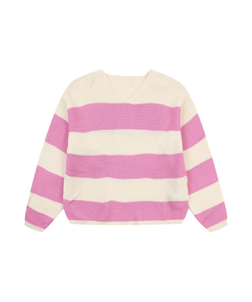 VANAKE V-Neck Two-Tone Pattern Knit_Vb35Ktq301Z