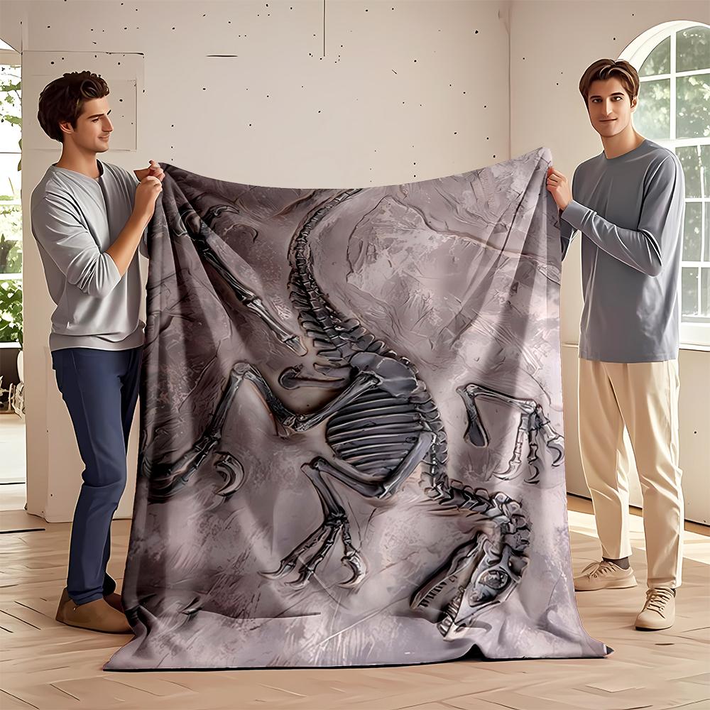 Dinosaur Fossil Skeleton Design Blanket Flannel blanket for bedroom, living room, sofa, and nap sofas.
