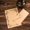 3Pcs Kraft Paper Envelopes with Clear Stripe Line Smooth Reliable Writing Vintage Style Invitations Elegant Wedding Stationery Set