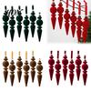 Winter Seasonal Home Decor 6Pcs Christmas Flocked Pendant with Lanyard, Creative Tree Hanging, French Vintage Style Baubles Retro Icicle Shape Hanging