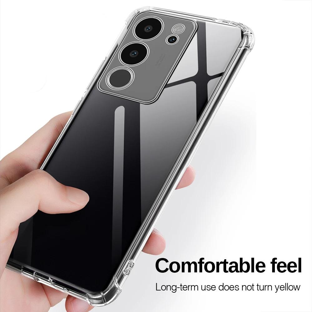 Ударопрочный чехол Airbag TPU для VIVO Y17S Y27S Y78 Y36 Y35 Y16 Y22S Y02 Y100 Y77 Y76 5G прозрачный ультратонкий прозрачный чехол с полной защитой