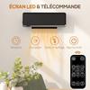 Wall-Mounted Fan Heater, Oscillating 2000 W, PTC Ceramic, 3 Power Levels, 56 x 11.7 x 18.5 cm, Black