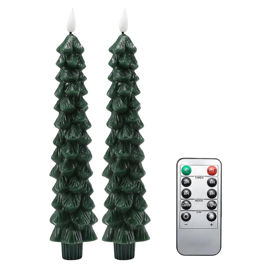 1/2/3/4Pcs Christmas Tree Candles with Remote Timer LED Christmas Tree Flameless Taper Candles Window Candle for Christmas Decor