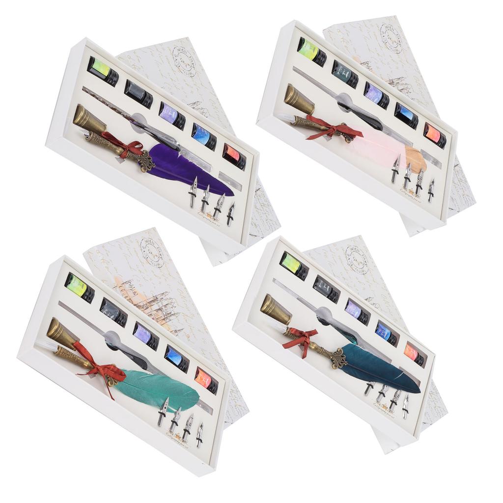 Calligraphy Pen Set Glass Ink Fountain Pen with Replaceable Nib Writing Gift Box Kit