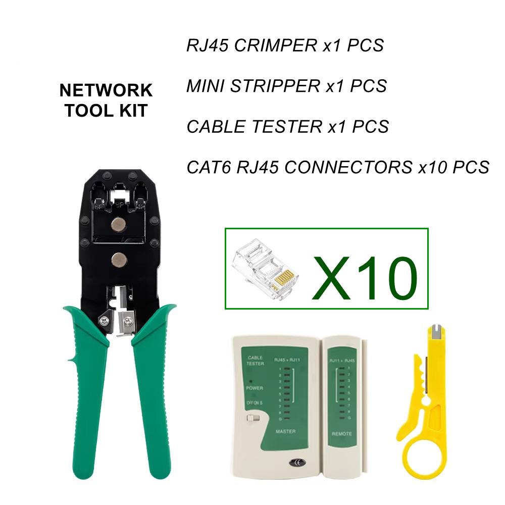 RJ45 Crimping Tool 6P 8P RJ11 RJ12 Network Cable Tester Crimper Stripper Cutter Plier for Ethernet LAN Crystal Head Installation