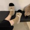 Fashion Winter Flat Sole Cotton Shoes for Women 2024 New Type One Line Thick Sole Fur Shoes Female Outerwear Colored Bean Shoes Zapatos