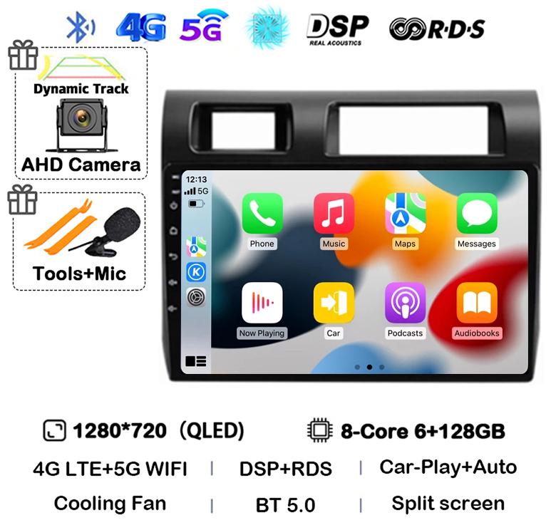 Android 14 Carplay Автомагнитола для Toyota Pickup Land Cruiser LC 70 79 Series 2007-2020 Мультимедийный Видеоплеер GPS Стерео BT
