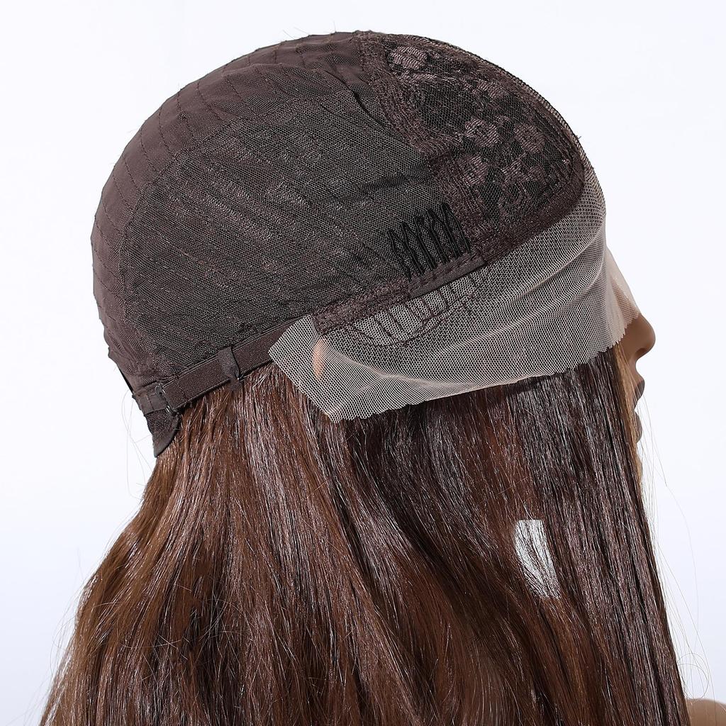 ALAN EATON Synthetic Front Lace Wig Red Brown Long Highlight Wave Middle Part Hair Synthetic Wigs Daily Party for Women