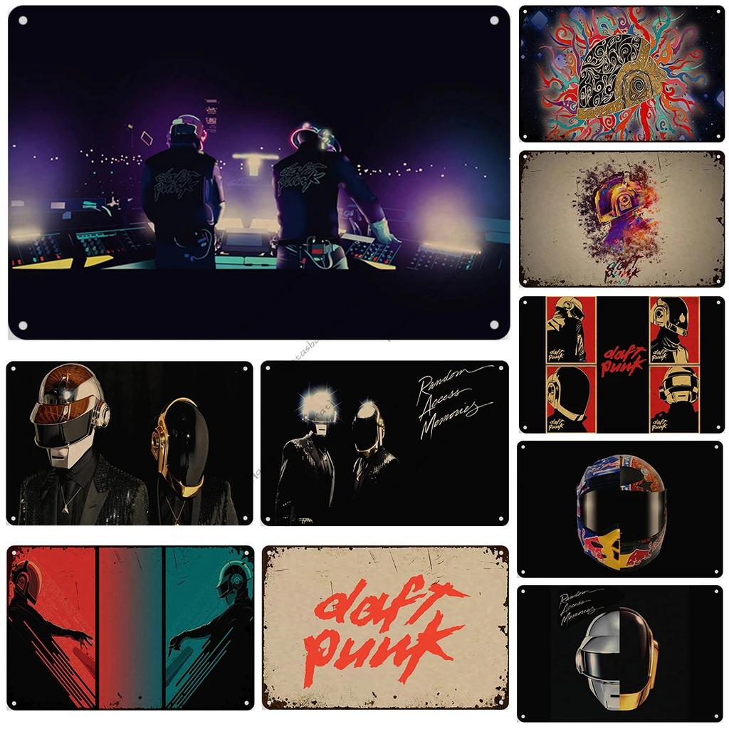 Винтажный постер Daft Punk Рок-музыка Металлическая табличка Ретро постер Металлическая пластина Паб Бар Клуб Спальня Декоративная тарелка Музыкальный настенный декор