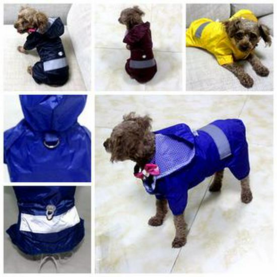 Reflective Large Breed Dog Rain Poncho - Waterproof & Windproof Hooded Raincoat