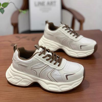 Европейские папины кроссовки женские супер огонь 2025 весна и осень новые популярные на толстой подошве увеличивающие рост беговые легкие спортивные и повседневные туфли