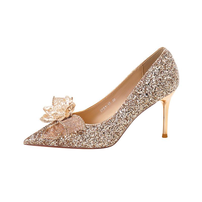 Свадебные туфли с хрустальной бабочкой для банкета и свадьбы He Xiu не утомляют ноги женские туфли на высоком каблуке