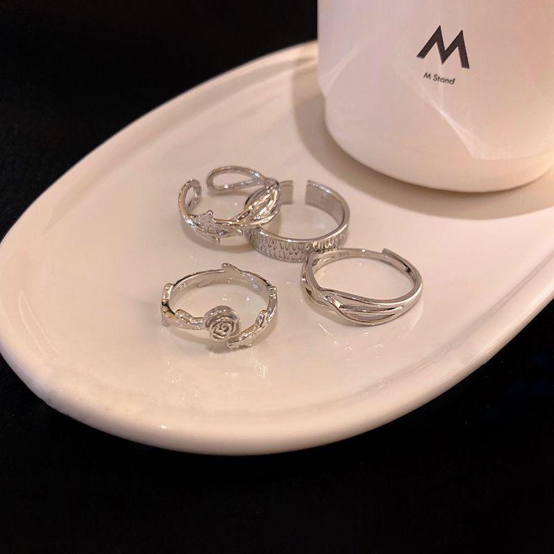 Korean Style Open Index Finger Rings - Thorn Rose Vine Design for Couples and Students