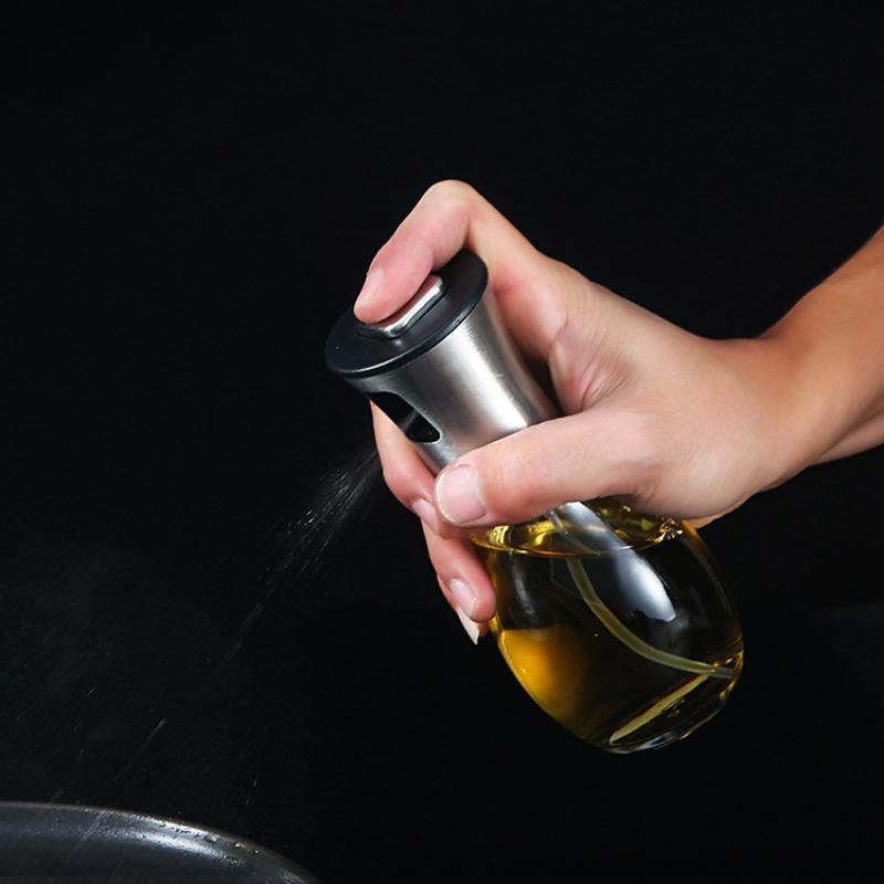Бутылка с распылителем оливкового масла для барбекю, бутылочка с распылителем для масла из нержавеющей стали, многоразовая кухонная бутылка с распылителем для здорового материала, приправа для выпечки