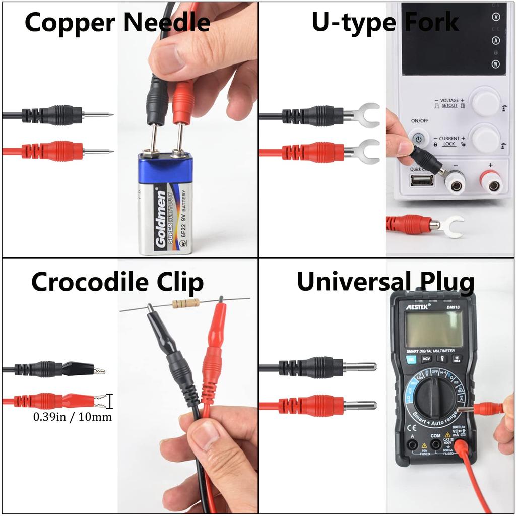 16-in-1 Multimeter Test Leads Kit, Replaceable Silicone Jumper Wires with Electronical Alligator Clips Probes, Banana Plug