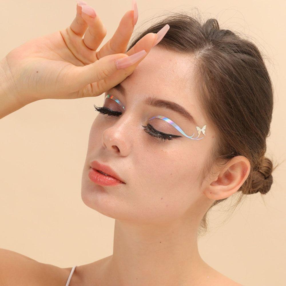Waterproof Glitter Temporary Tattoo Sticker Silver Makeup Eyeliner Sticker Women