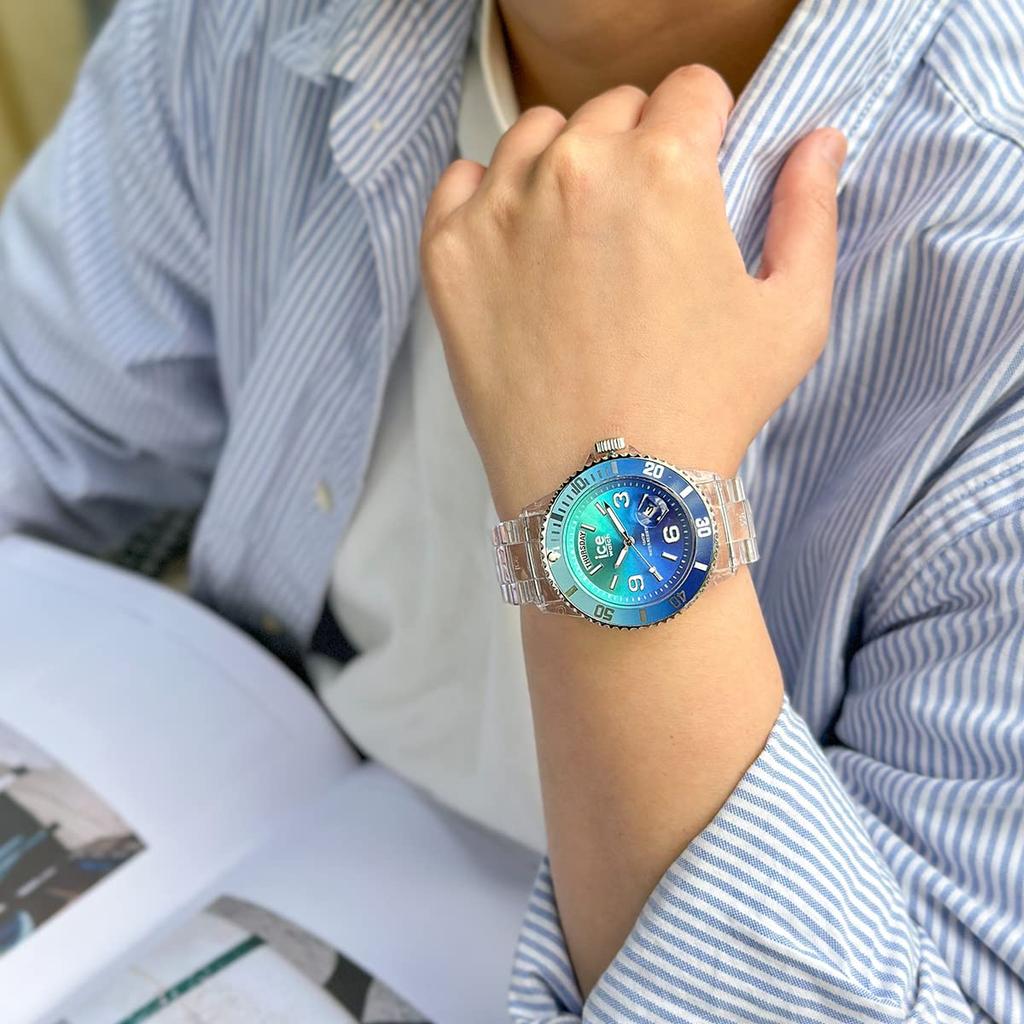 Авторизованный дистрибьютор Часы Ice watch 021435 Ice clear sunset прозрачные бирюзовые Medium Day Date [Ice watch] мужские [ICE sunset]