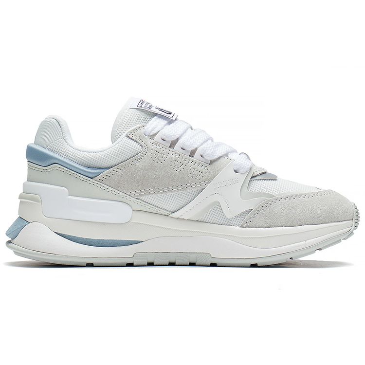 Li Ning 001 Fabric Synthetic Leather Shock Absorption Non-Slip Wear-Resistant Low-Top Sports Casual Shoes Women Sneaker White Blue AGCS110-1