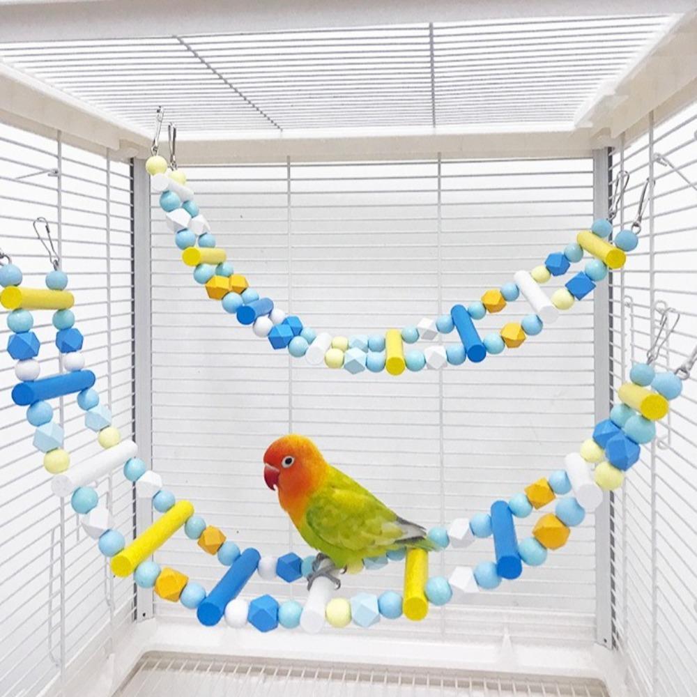 Wooden Bridge Swings Hanging Parrot Ladder New Climbing Ladder Toys  for Parakeet Cockatiel