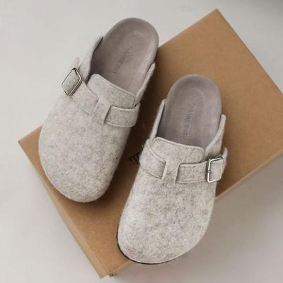 Туфли-мешки и полутапочки на толстой подошве для женщин, которые можно носить осенью 2024 года, новые ленивые туфли из хлопка в стиле ретро Mao Mao Boken с одной педалью