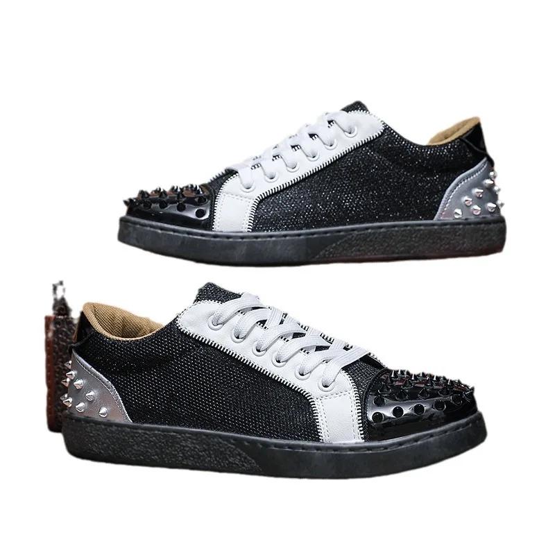 Мода Последние мужские модные повседневные кроссовки с заклепками для весны и осени дышащие и удобные кроссовки для занятий спортом на открытом воздухе