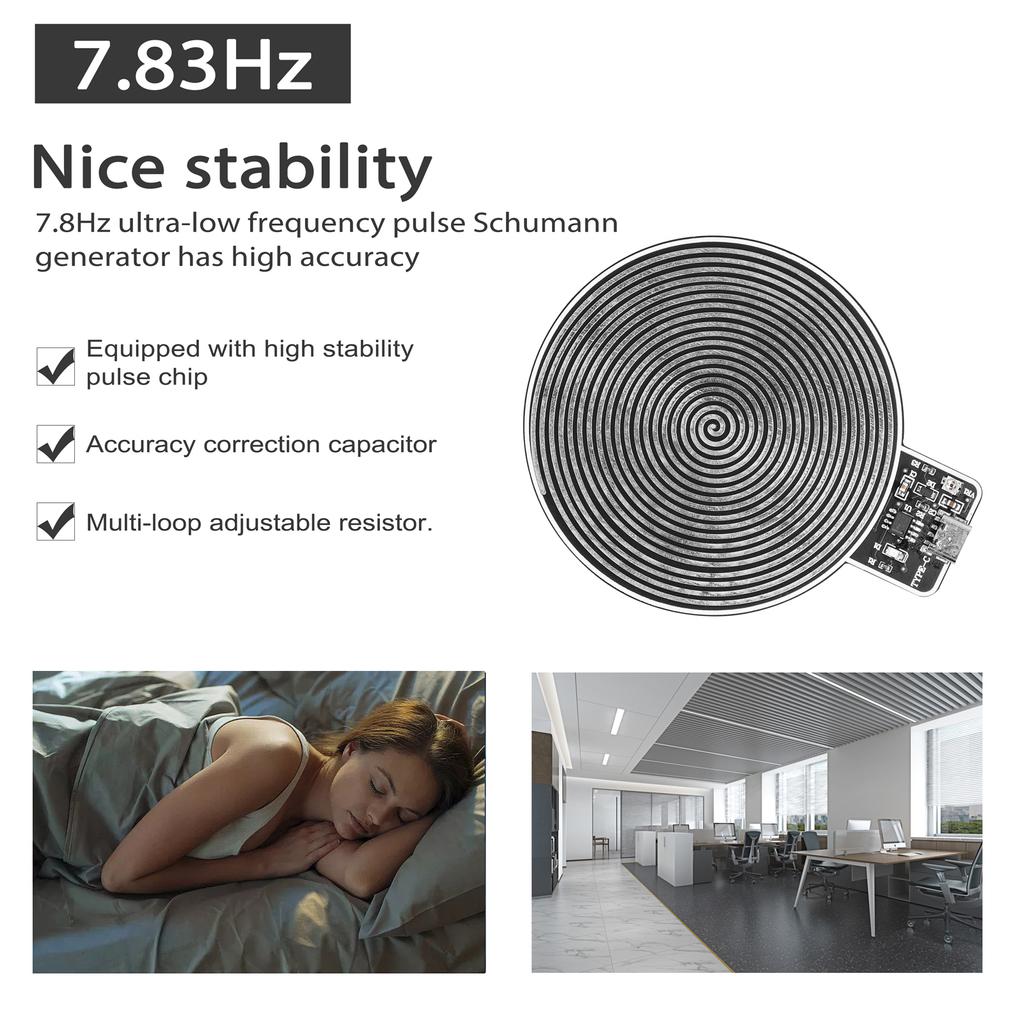Генератор волн Шумана 7,8 Гц Ультра-низкочастотный импульсный резонансный генератор Шумана Аудиорезонатор с питанием от USB для расслабленного сна