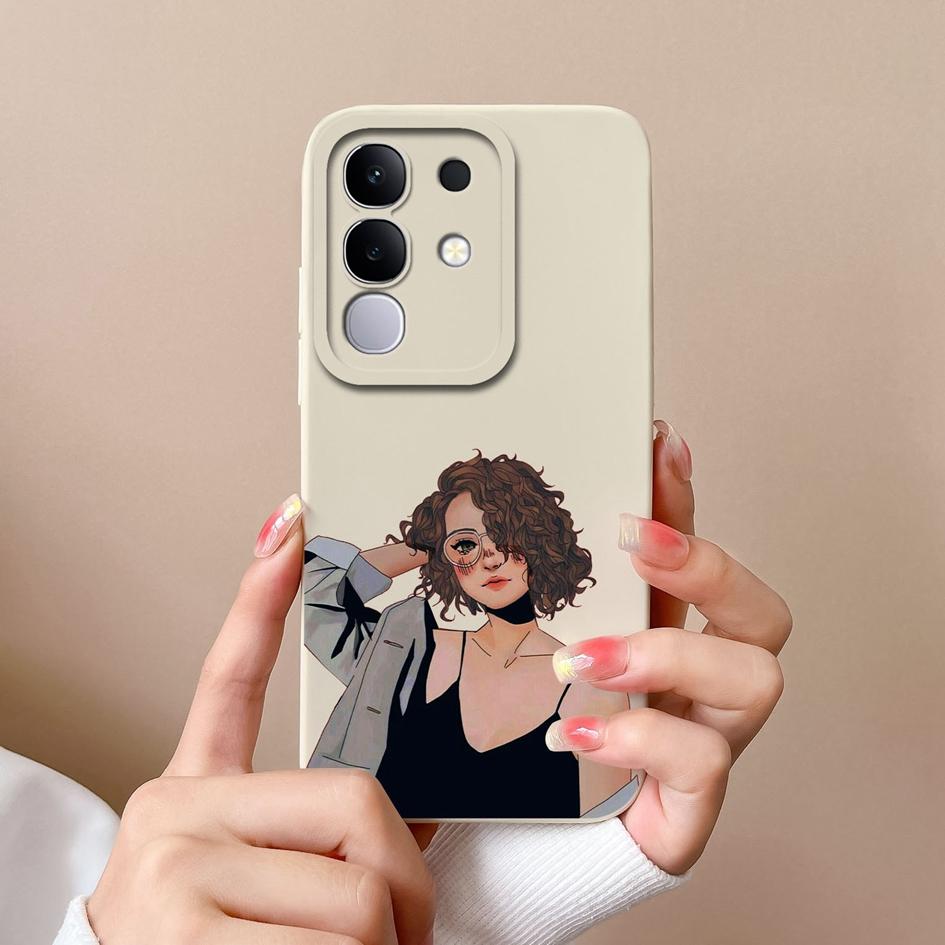 Чехол для Vivo S19 Pro Y04 T4x iQOO Z9s V30 V40e V50 V40 Lite(ИДН) Y29 Y29S Y39 Y19S Чехол из жидкого силикона с милым узором для Vivo Capa