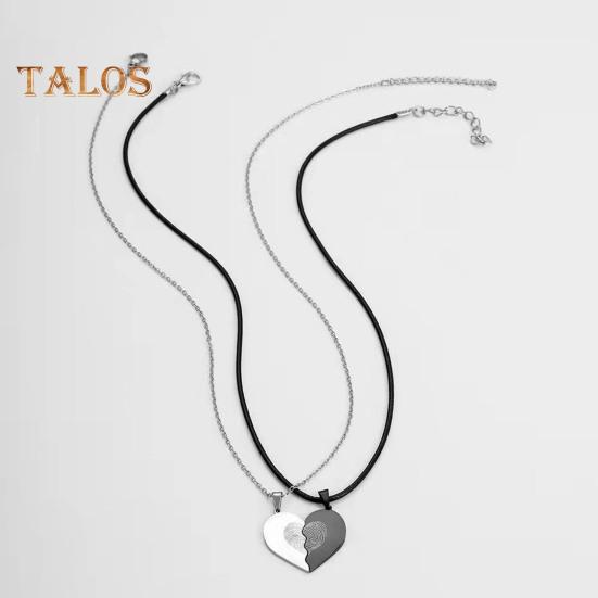 1 пара парных ожерелий с подвеской в виде сердца и символом любви из гальванического сплава, подарок на годовщину ко Дню святого Валентина, украшения на шею