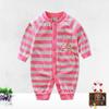 Newborn Girls Boys Infant Clothing Velvet Striped Button Winter Spring One Piece Kid Long Sleeve Kidswear Aapparel